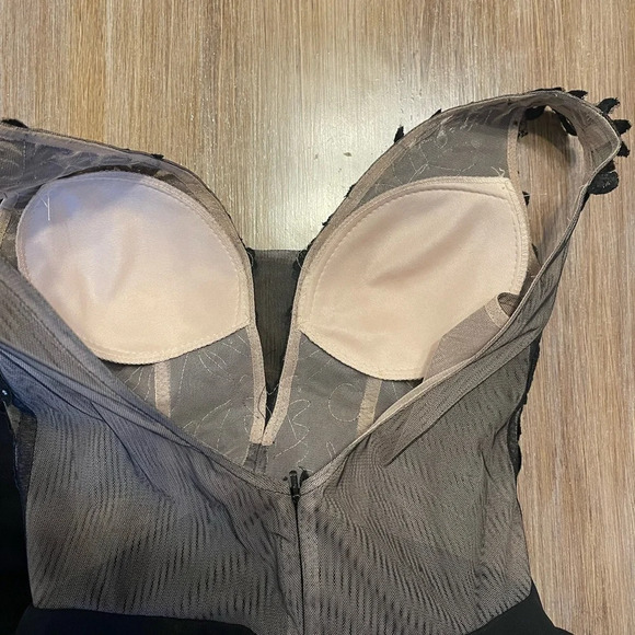 Sheer Embellished Lace Dark Fairy Whimsical Mini Black Formal Dress Sz 9 - Picture 8 of 9